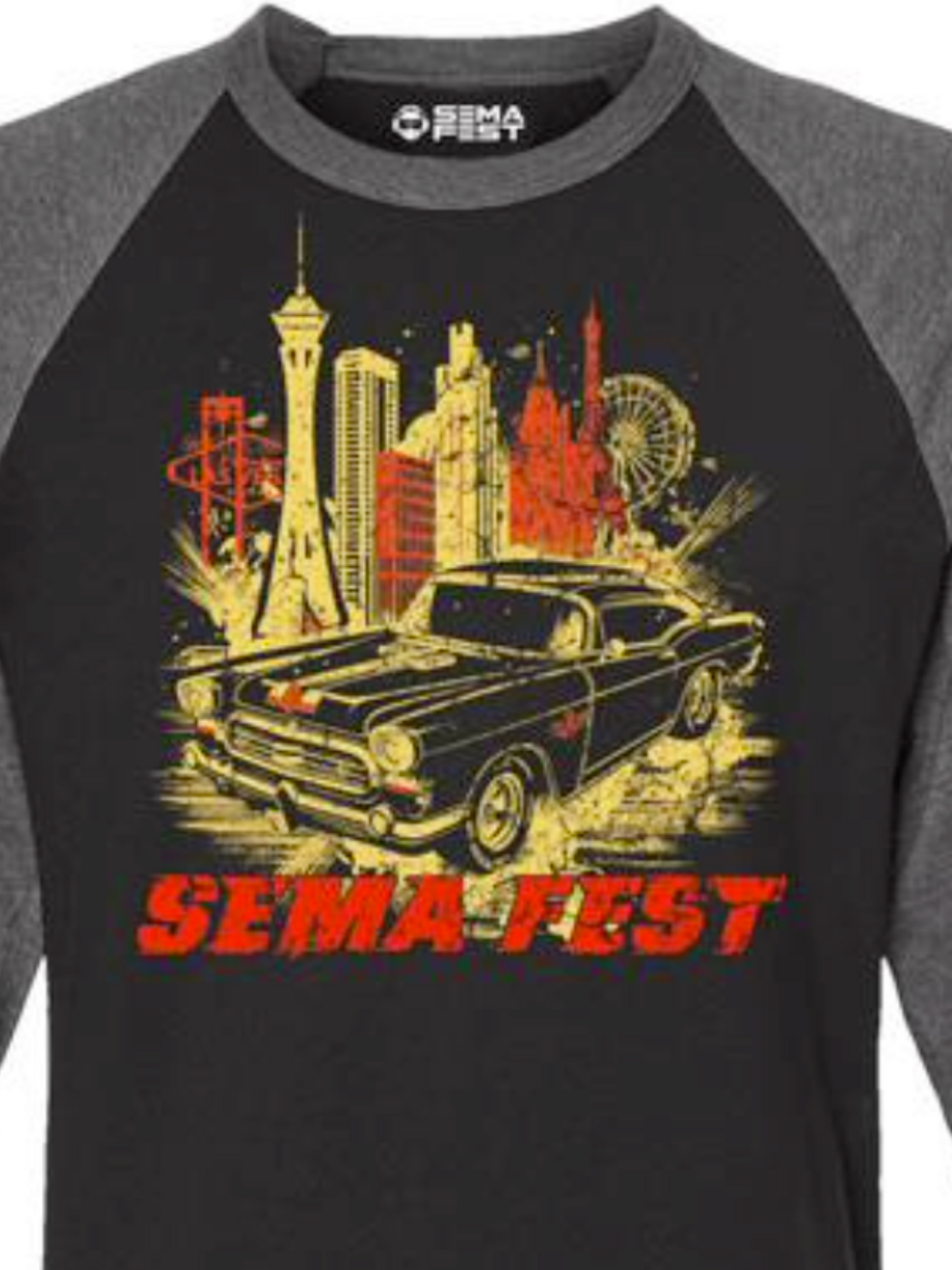 SEMA Fest - Black Charcoal -Unisex Raglan - 3/4 Sleeve Tee