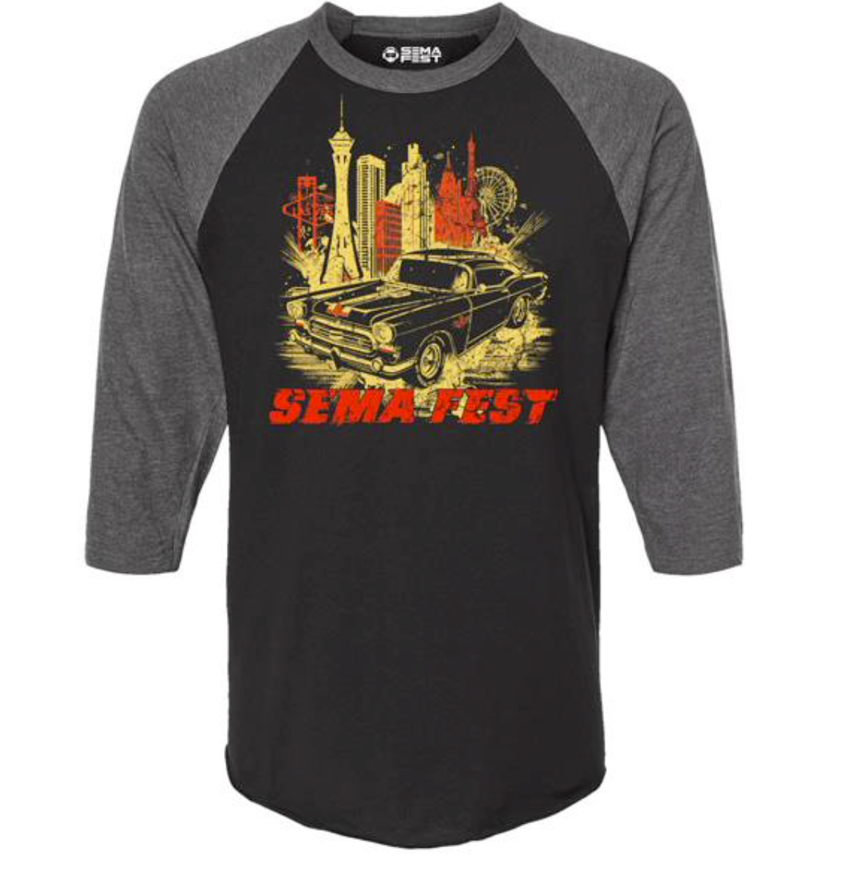 SEMA Fest - Black Charcoal -Unisex Raglan - 3/4 Sleeve Tee