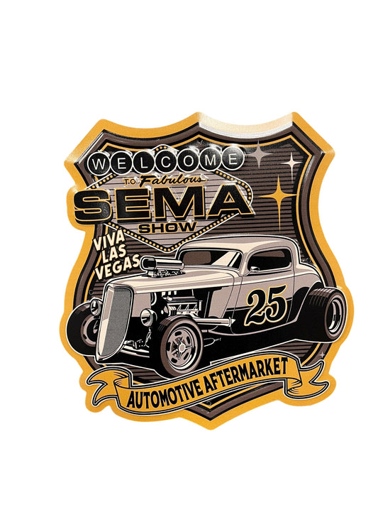 SEMA Metal Sign - Vegas Hot Rod