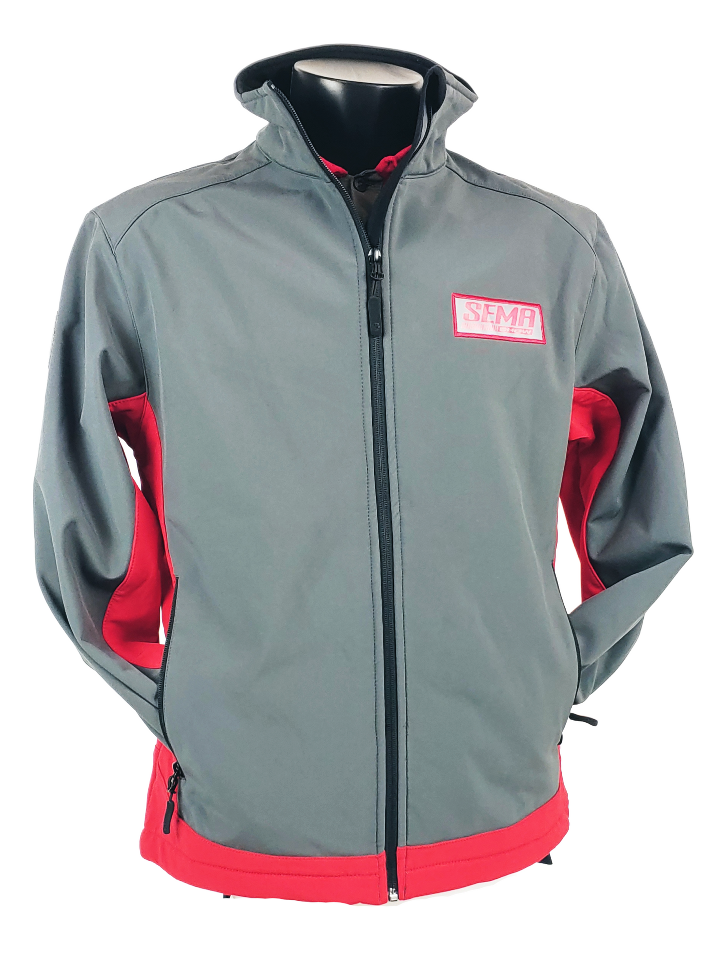 SEMA Show - 3 Layer Softshell Jacket with Bonded Fleece Lining - Red/Grey