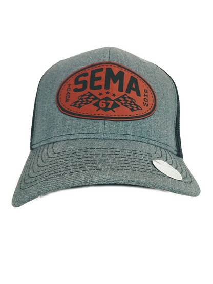 SEMA Show '67- Grey/Black - Faux Leather Patch - Trucker Hat
